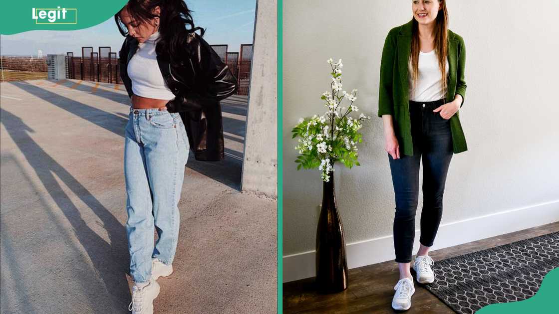Blazer with jeans and sneakers for ladies