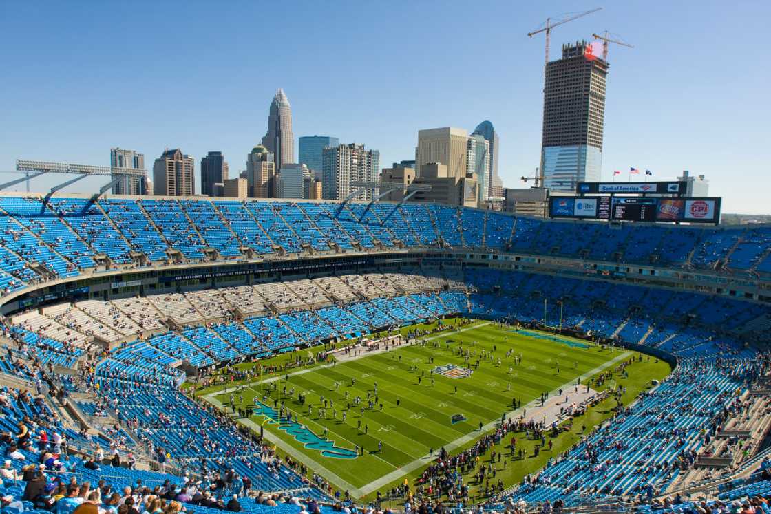 Aerial view of Bank of America Stadium