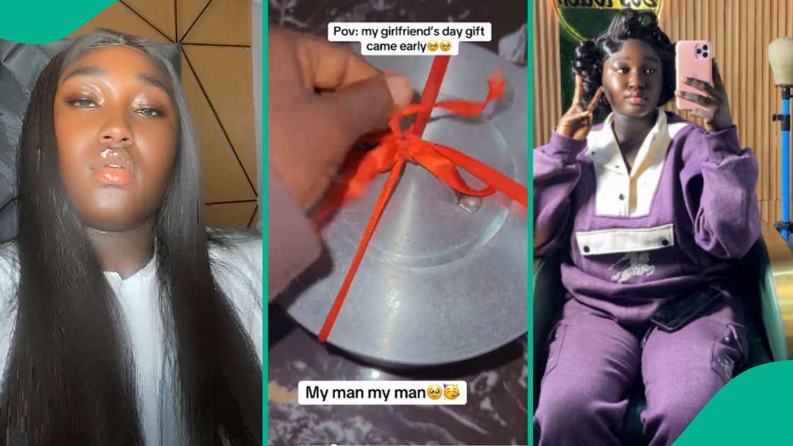 Nigerian lady displays what her boyfriend sent her in pot as gift for Girlfriends Day