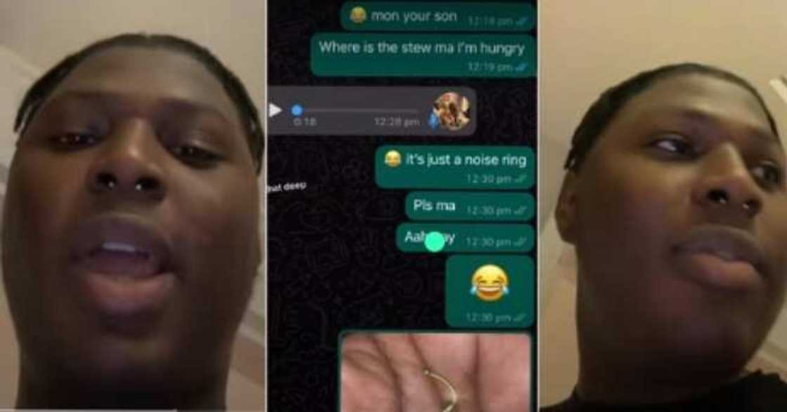 Man wears nose ring to mum's house, WhatsApp chat Man wears nose ring to mum's house, WhatsApp chat