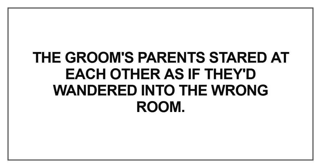 The groom's parents stared at each other