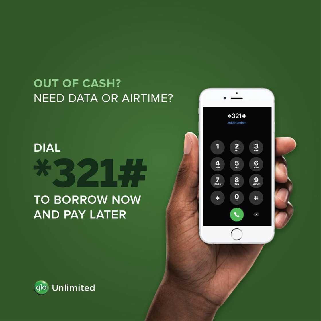 A graphic image showing how to borrow data from Glo using the Glo Code A graphic image showing how to borrow data from Glo using the Glo Code