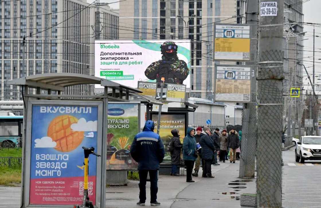 A billboard fund raising money for equipment for Russian servicemen participating in the ongoing military action in Ukraine A billboard fund raising money for equipment for Russian servicemen participating in the ongoing military action in Ukraine