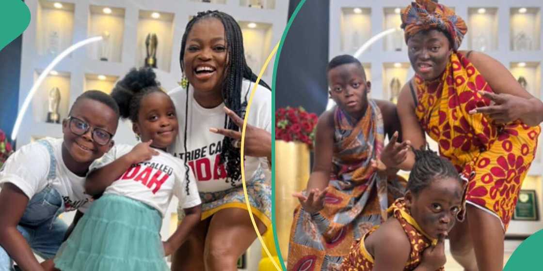 Funke Akindele and twins Funke Akindele and twins