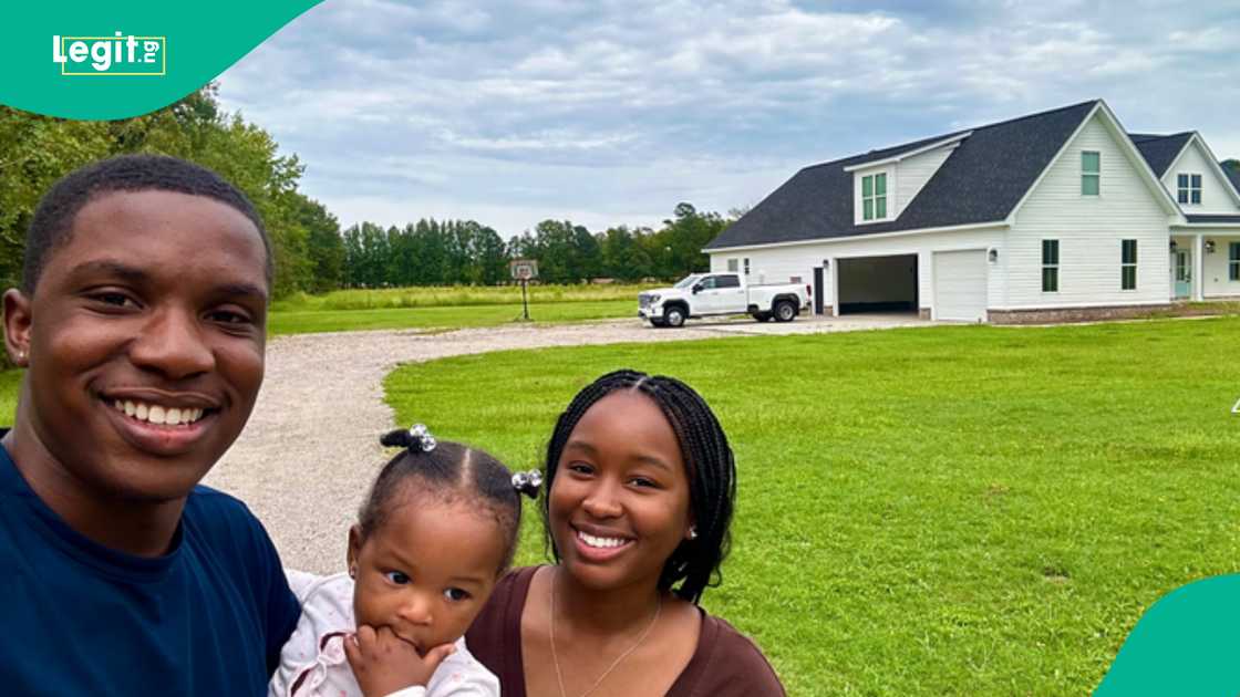 Man shows large house he bought for his family.