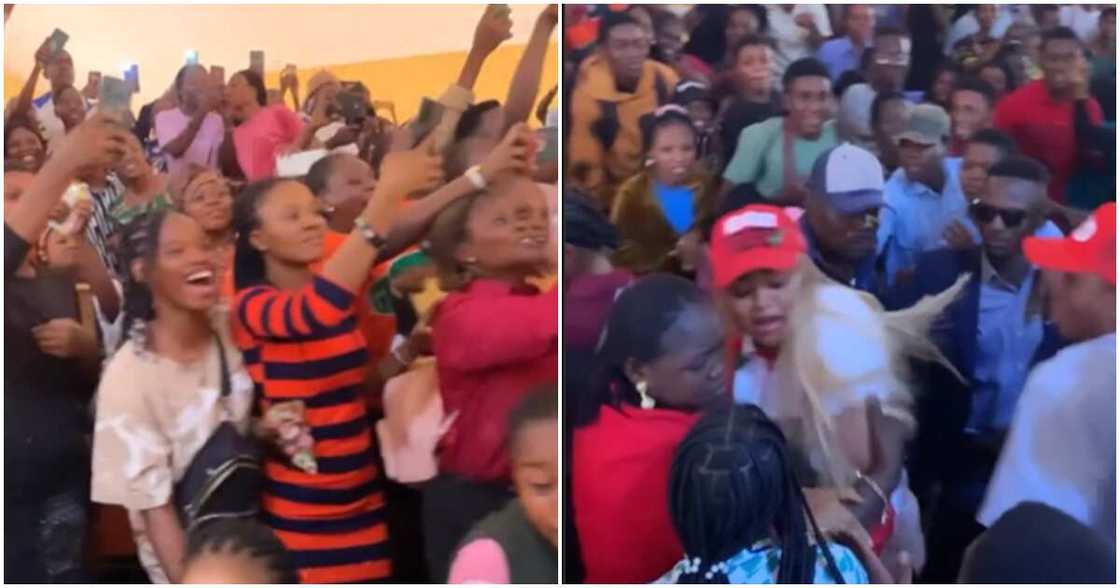 Actress Regina Daniels with students Actress Regina Daniels with students