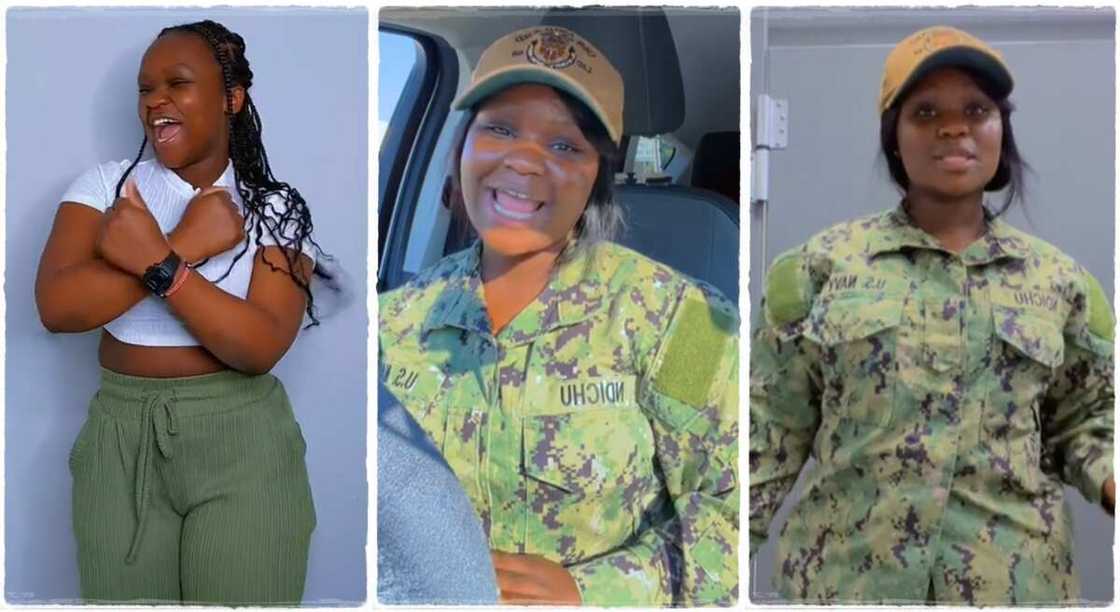 Photos of Hawandichu, a lady who relocated to America and joined the US Navy. Photos of Hawandichu, a lady who relocated to America and joined the US Navy.