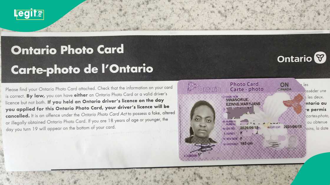 Nigerian woman celebrates receiving her first valid ID card in Canada, displays it online Nigerian woman celebrates receiving her first valid ID card in Canada, displays it online