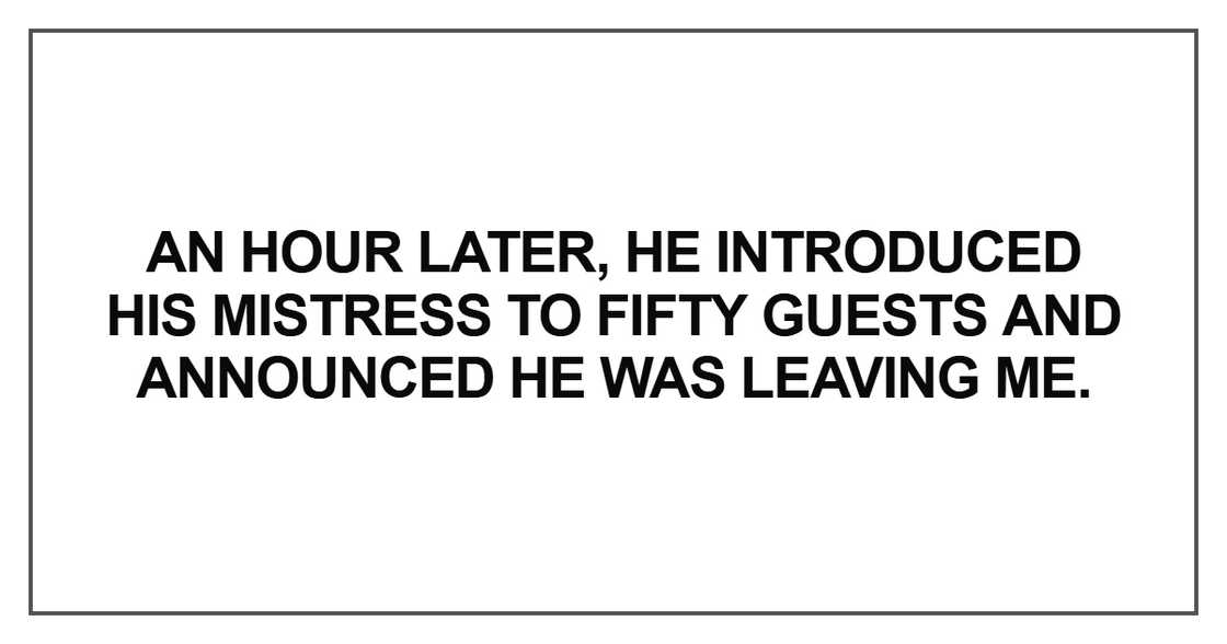 An hour later, he introduced his mistress An hour later, he introduced his mistress
