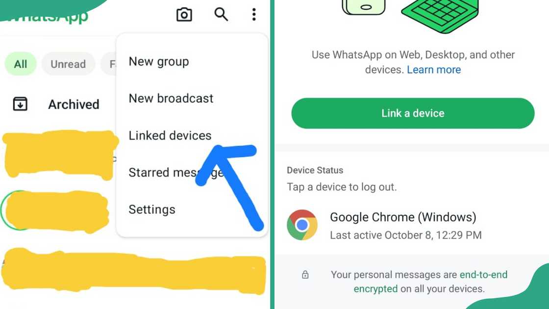 Process of checking whether your WhatsApp is linked Process of checking whether your WhatsApp is linked