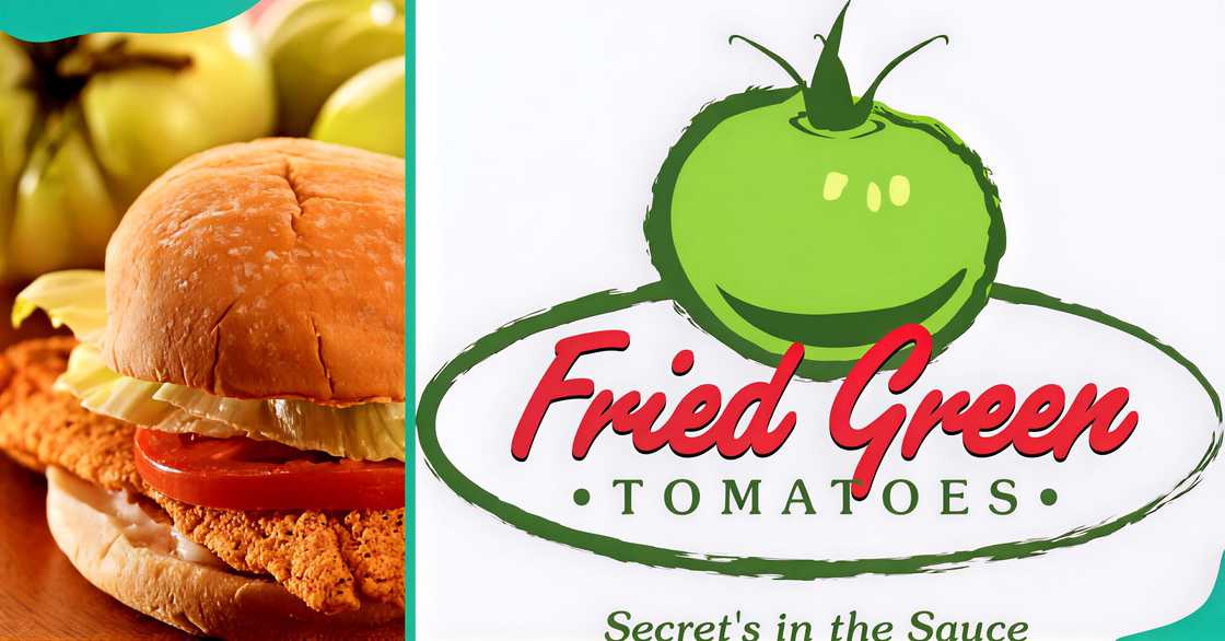 A Fried Green Tomatoes sandwich. The Fried Green Tomatoes logo