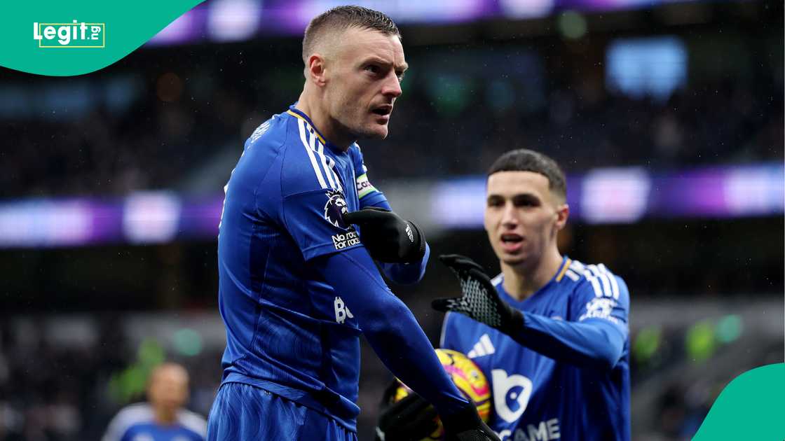 Jamie Vardy celebrates scoring against Tottenham Jamie Vardy celebrates scoring against Tottenham