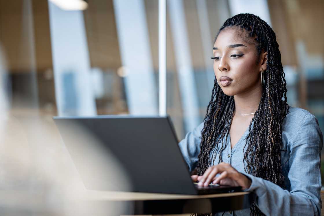 A young female software developer. A young female software developer.