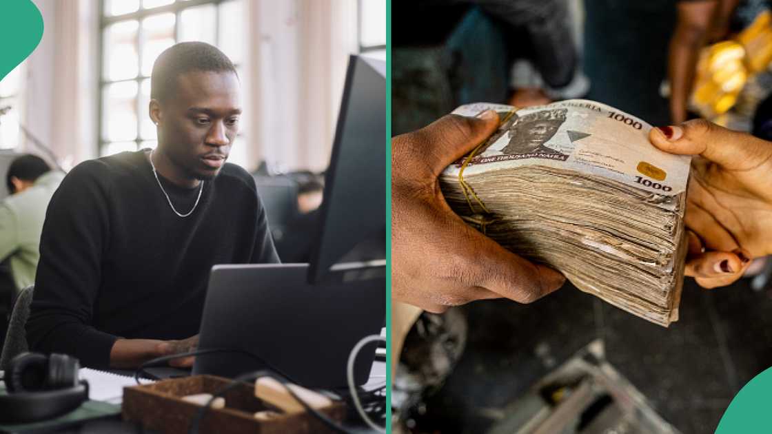 Man who got a job that pays him in dollars. Man who got a job that pays him in dollars.