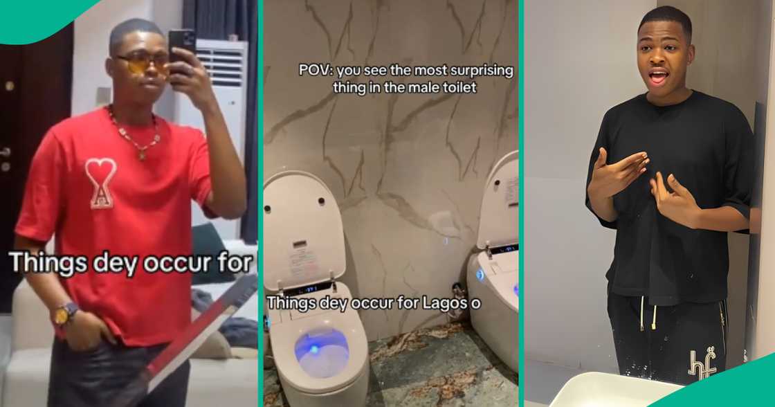 Man finds unusual male toilet at Lagos event, video elicits reactions