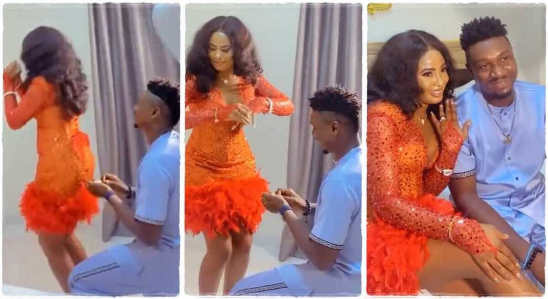 Lady gets surprise engagement from her boyfriend. Lady gets surprise engagement from her boyfriend.