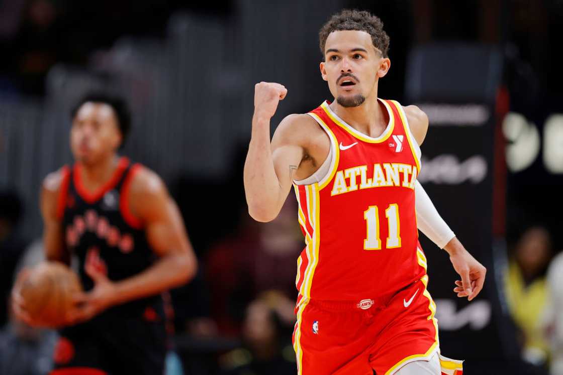Trae Young at State Farm Arena in Atlanta, Georgia Trae Young at State Farm Arena in Atlanta, Georgia