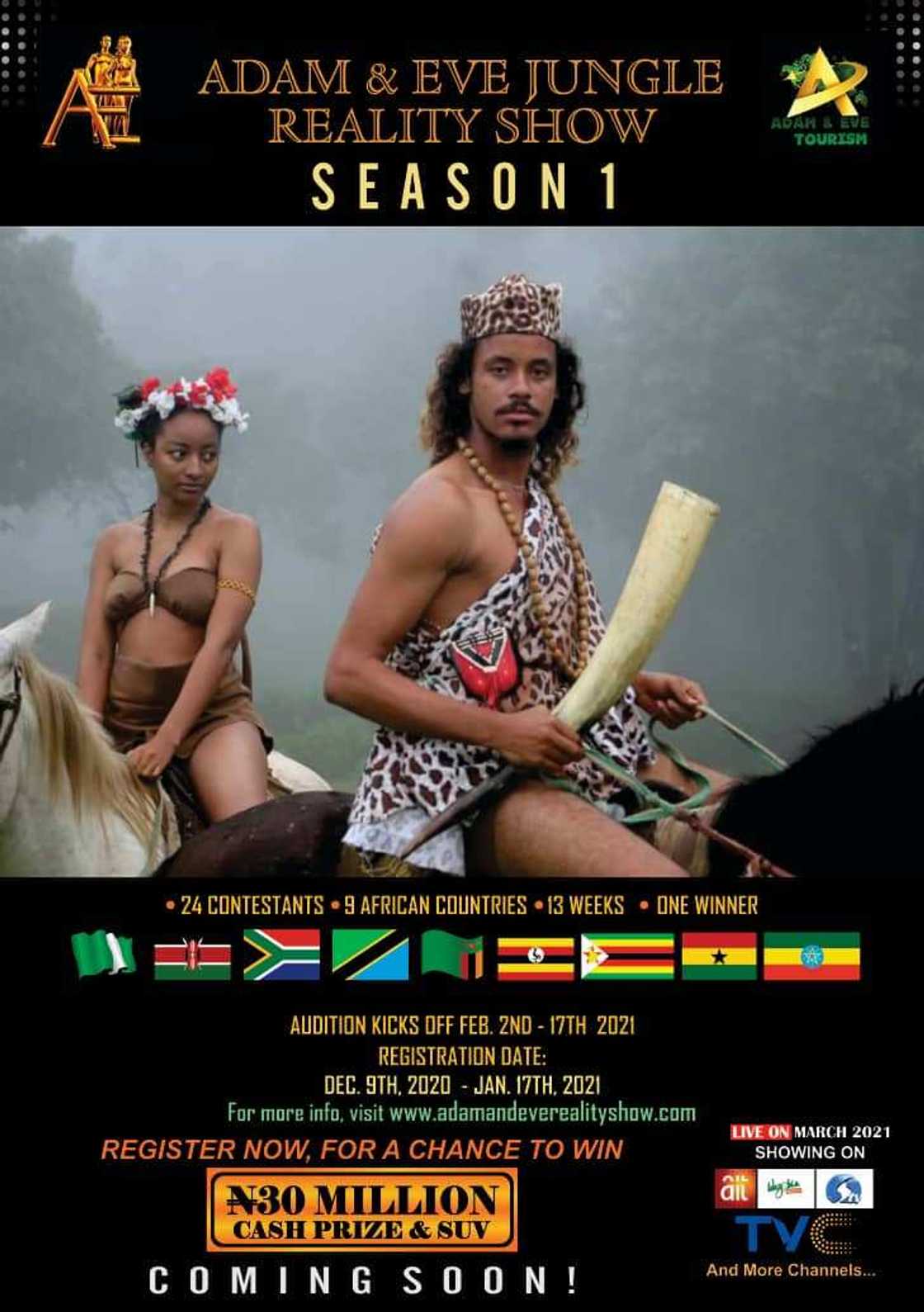 N30m and a New SUV Up for Grabs as New Reality TV Show “Adam and Eve” Launches N30m and a New SUV Up for Grabs as New Reality TV Show “Adam and Eve” Launches