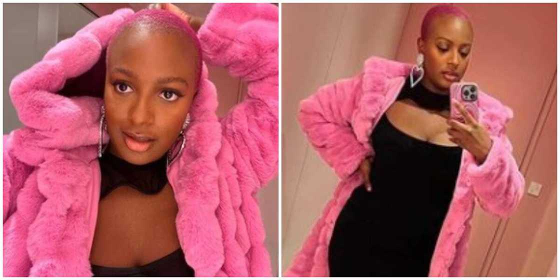 Photos of DJ Cuppy rocks pink.