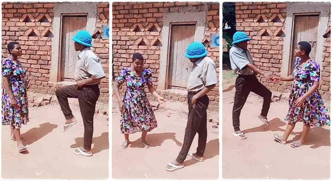 Photos of a lady and a man dancing for each other. Photos of a lady and a man dancing for each other.