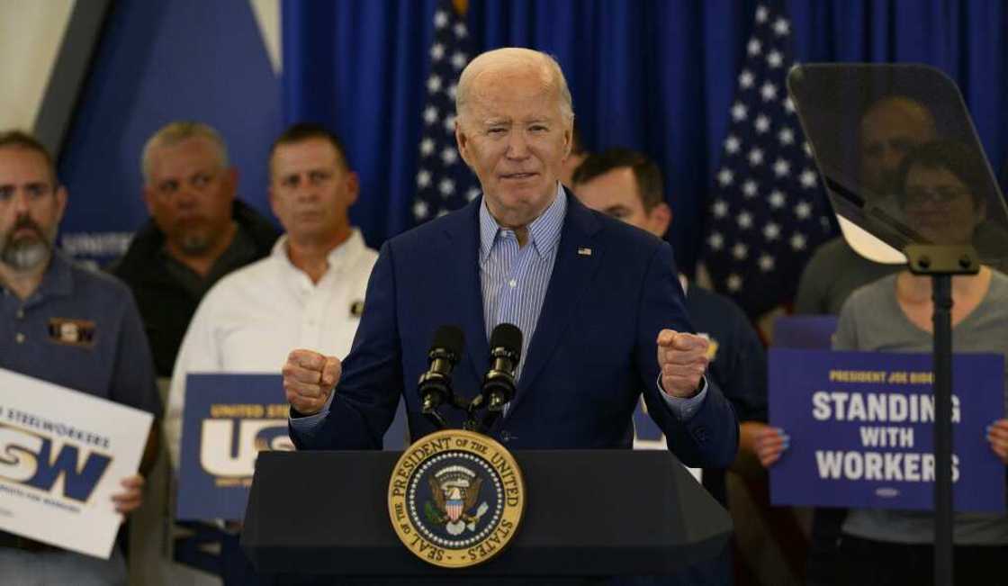 President Joe Biden in April unveiled steel tariffs at the United Steel Workers Headquarters in Pittsburgh after receiving the union's endorsement the  prior month President Joe Biden in April unveiled steel tariffs at the United Steel Workers Headquarters in Pittsburgh after receiving the union's endorsement the  prior month