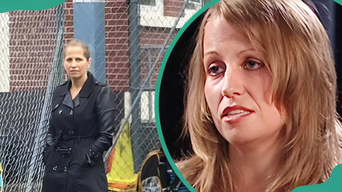 Karla Homolka in a black trench coat (L). Karla Homolka in Ontario, Canada (R). Karla Homolka in a black trench coat (L). Karla Homolka in Ontario, Canada (R).