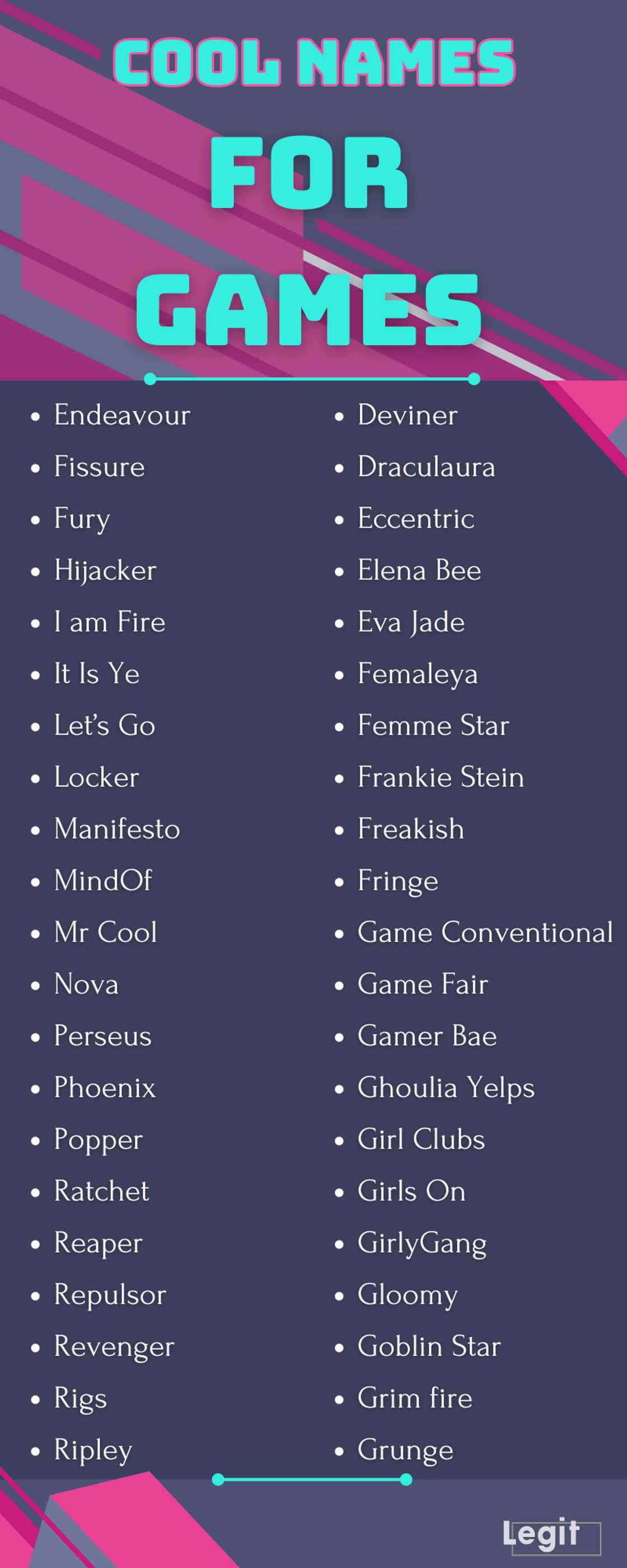 Сool names for games Сool names for games