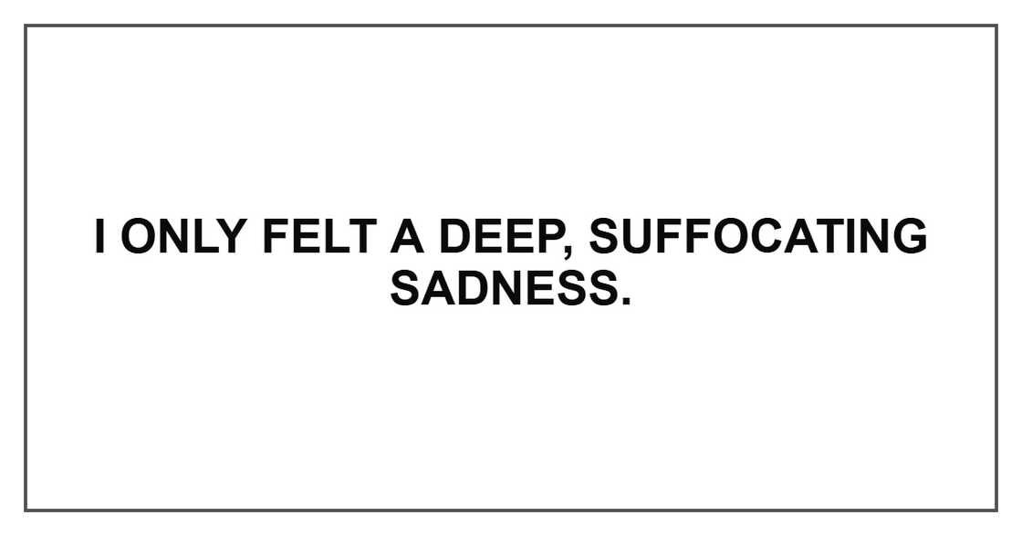 I only felt a deep, suffocating sadness.