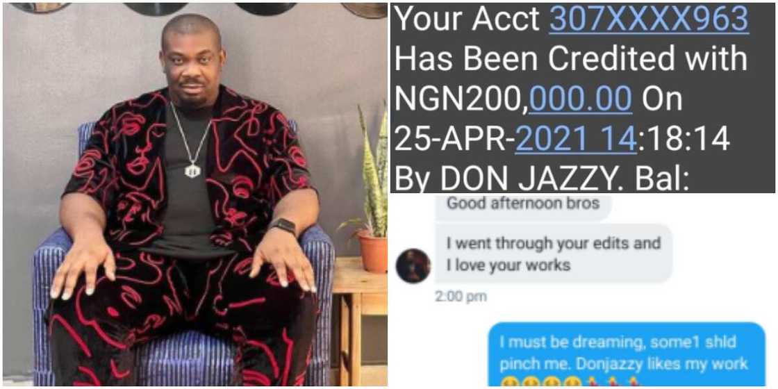 Nigerians React as Man Shares Photoshopped Screenshot of N200k Credit Alert From Don Jazzy