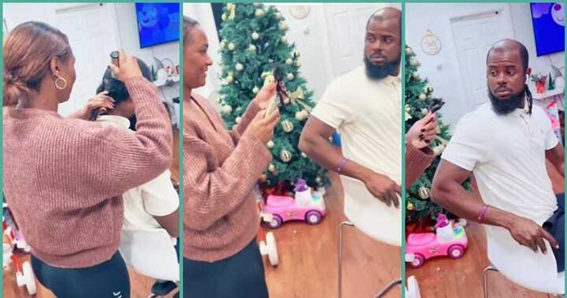 Wife unexpectedly cuts off husband's dreads Wife unexpectedly cuts off husband's dreads