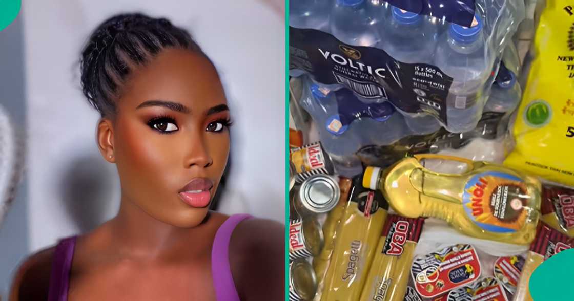 A Nigerian lady shows off what her man bought for her when coming to her house in a viral TikTok video. A Nigerian lady shows off what her man bought for her when coming to her house in a viral TikTok video.