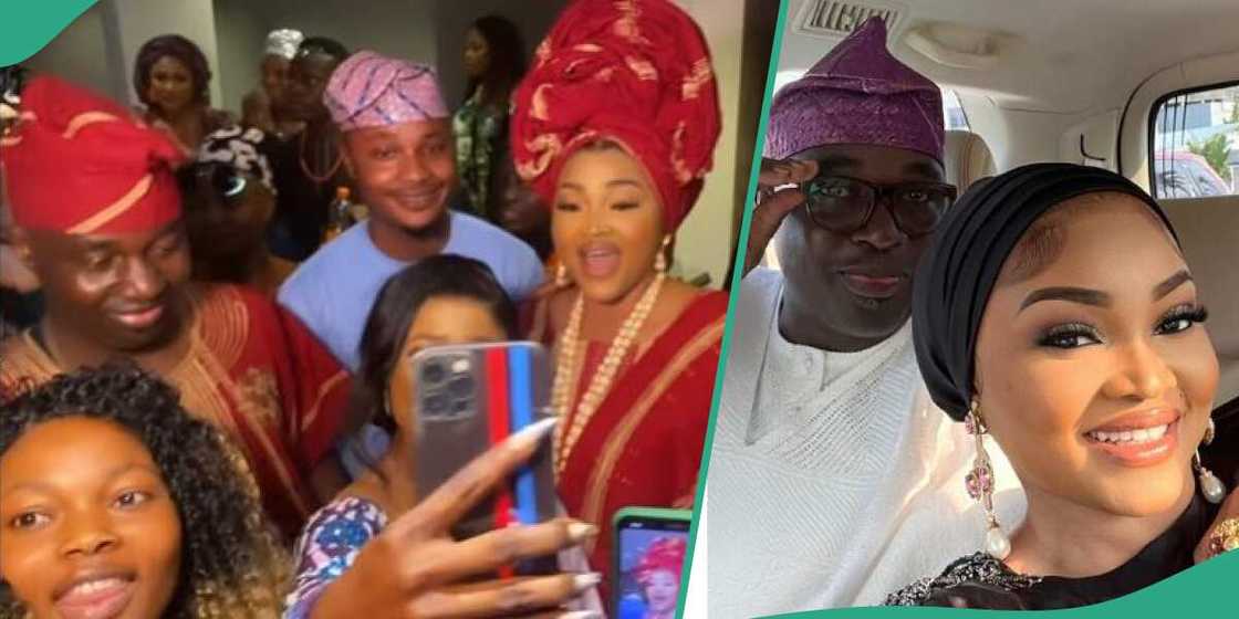 Actress Mercy Aigbe and her husband with fans Actress Mercy Aigbe and her husband with fans