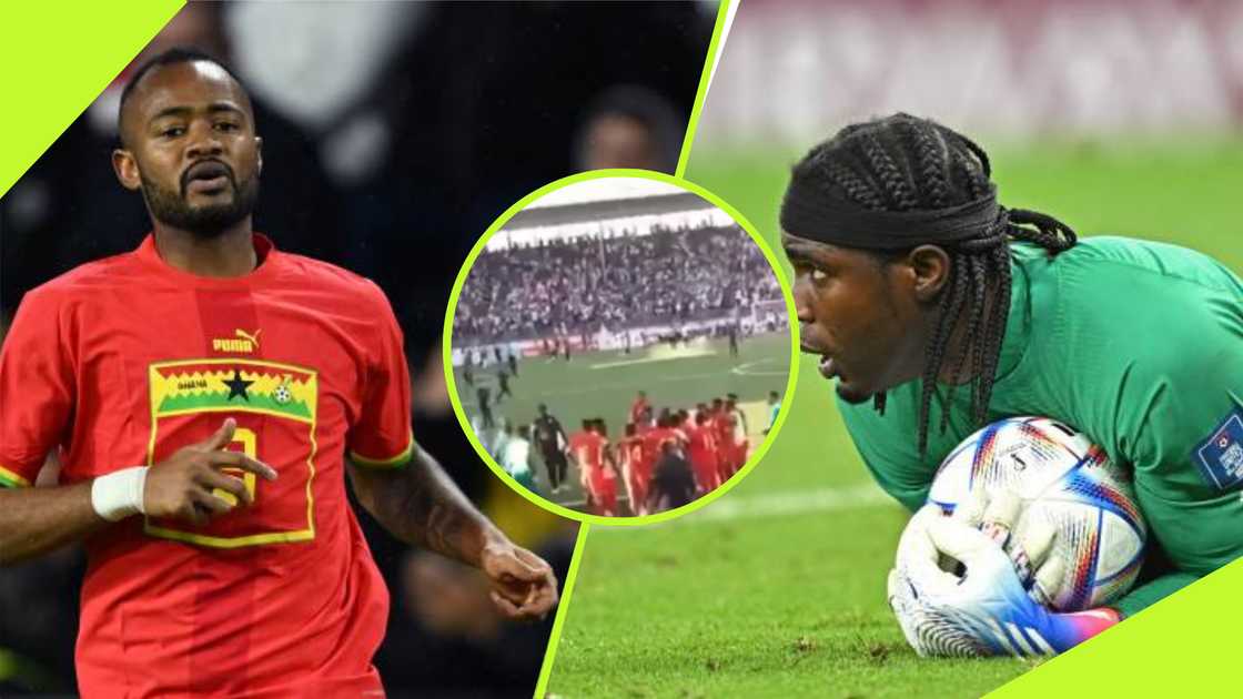 Jordan Ayew and Lawrence Ati Zigi are involved in a heated exchange after Ghana's defeat to Sudan in Libya on October 15, 2024. Jordan Ayew and Lawrence Ati Zigi are involved in a heated exchange after Ghana's defeat to Sudan in Libya on October 15, 2024.