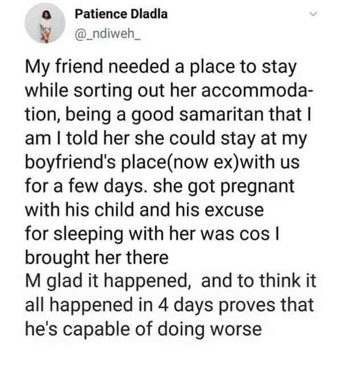 Budurwa ta bayyana yadda saurayinta ya dirkawa kawarta ciki kwana hudu da zuwanta gidansu Budurwa ta bayyana yadda saurayinta ya dirkawa kawarta ciki kwana hudu da zuwanta gidansu