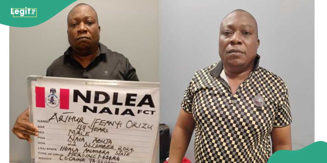 Orizu holds NDLEA's suspects' placard Orizu holds NDLEA's suspects' placard