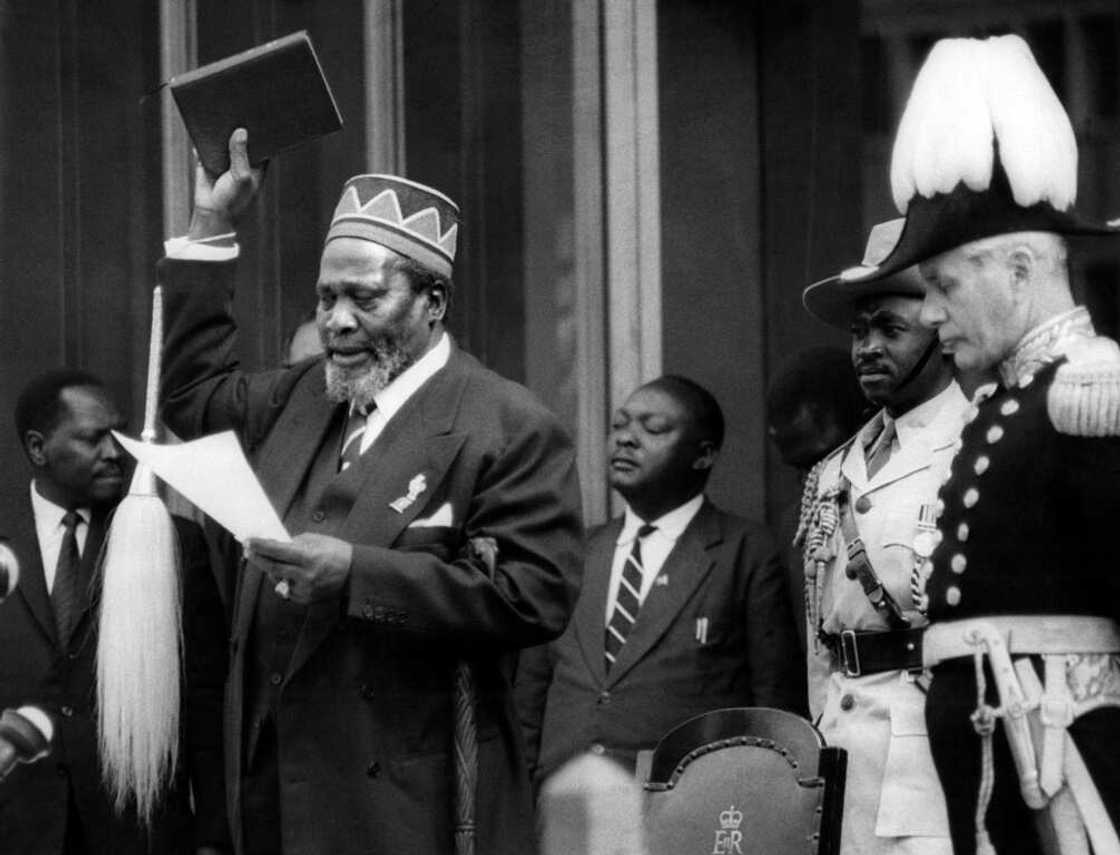 Kenyatta is sworn in as prime minister in June 1963 following elections. Six months later, Kenya was declared independent