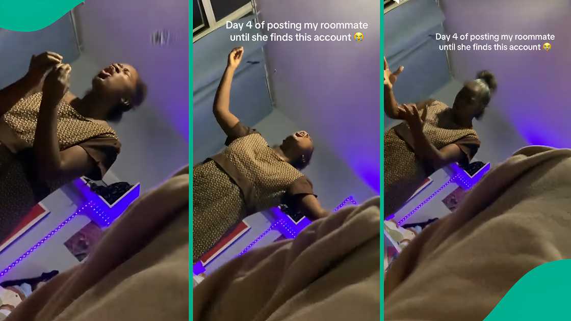 Lady posts video showing roommate's strange behaviour at home.