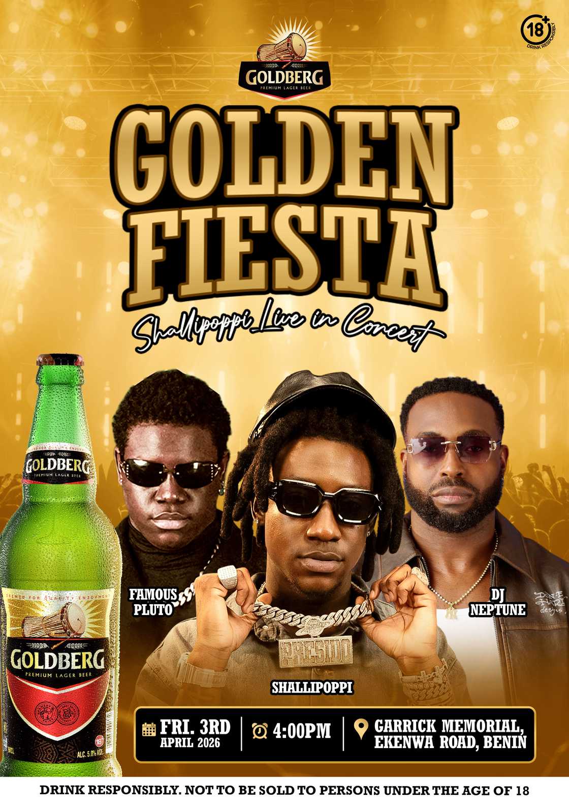 Goldberg to Bring its Gold-Standard to Benin with Shallipopi Headlining The Golden Fiesta Experience
