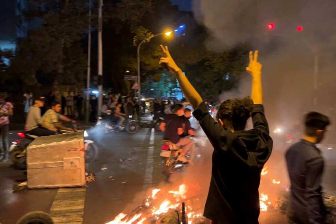 A protest in Iran for Mahsa Amini, a woman who reportedly died after being arrested by the Islamic republic's "morality police"