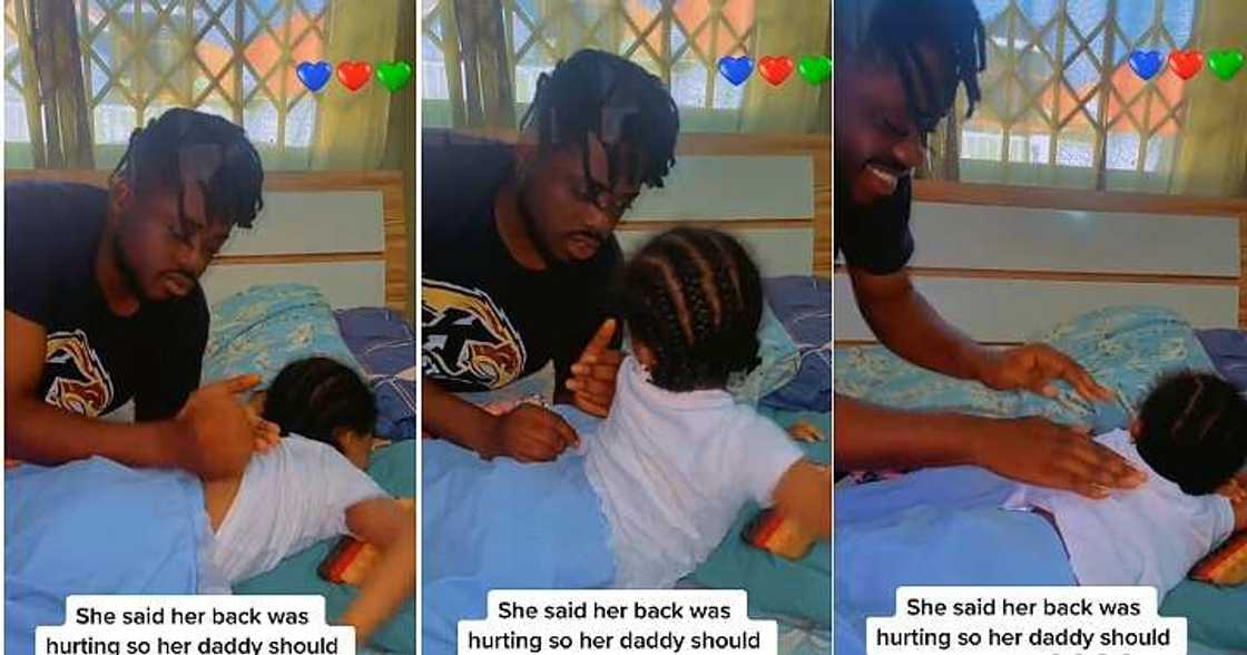 Little girl asks for massage, dad Little girl asks for massage, dad