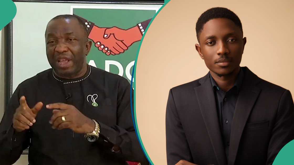 Channels TV anchor Kayode OkikiOlu engages the former ADC chairman during the broadcast. Channels TV anchor Kayode OkikiOlu engages the former ADC chairman during the broadcast.