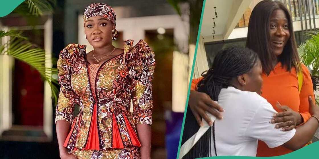 Lady cries after meeting Mercy Johnson. Lady cries after meeting Mercy Johnson.