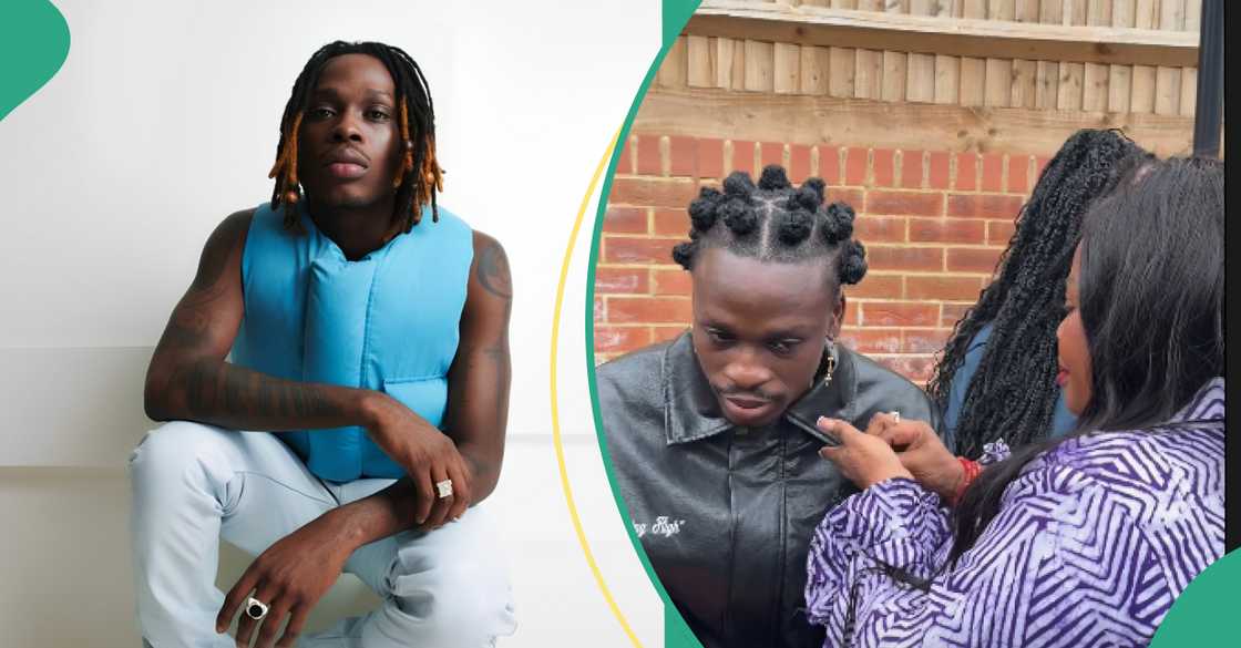 Fireboy’s mum helps him fix his earrings Fireboy’s mum helps him fix his earrings