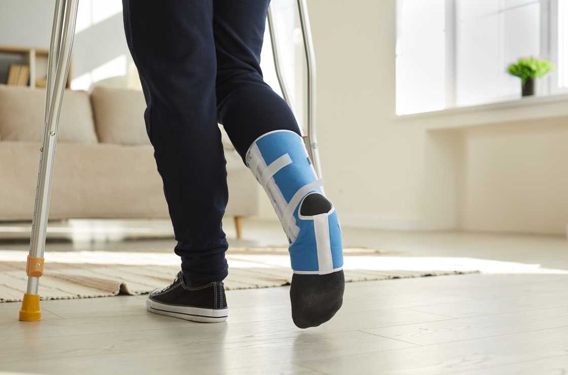 A man with a leg cast