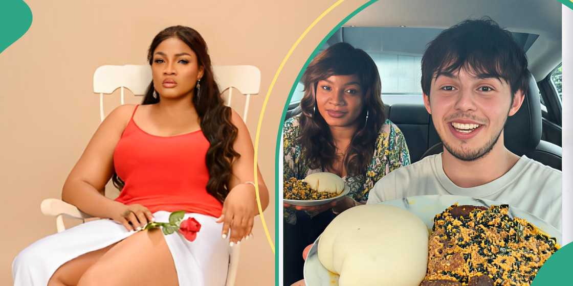 Omotola Jalade shares fun moment teaching a foreign content creator to eat pounded yam with hands, try Jollof rice, sparking smiles and reactions online. Omotola Jalade shares fun moment teaching a foreign content creator to eat pounded yam with hands, try Jollof rice, sparking smiles and reactions online.