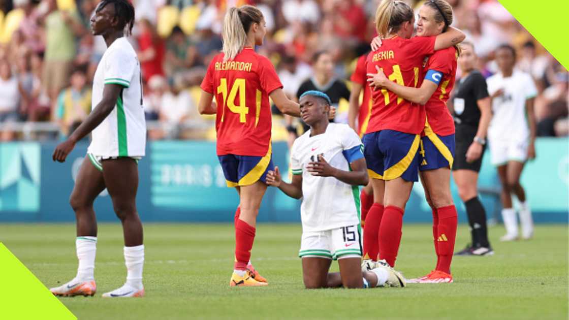 Rasheedat Ajibade after Nigeria lost 1-0 to Spain. Rasheedat Ajibade after Nigeria lost 1-0 to Spain.