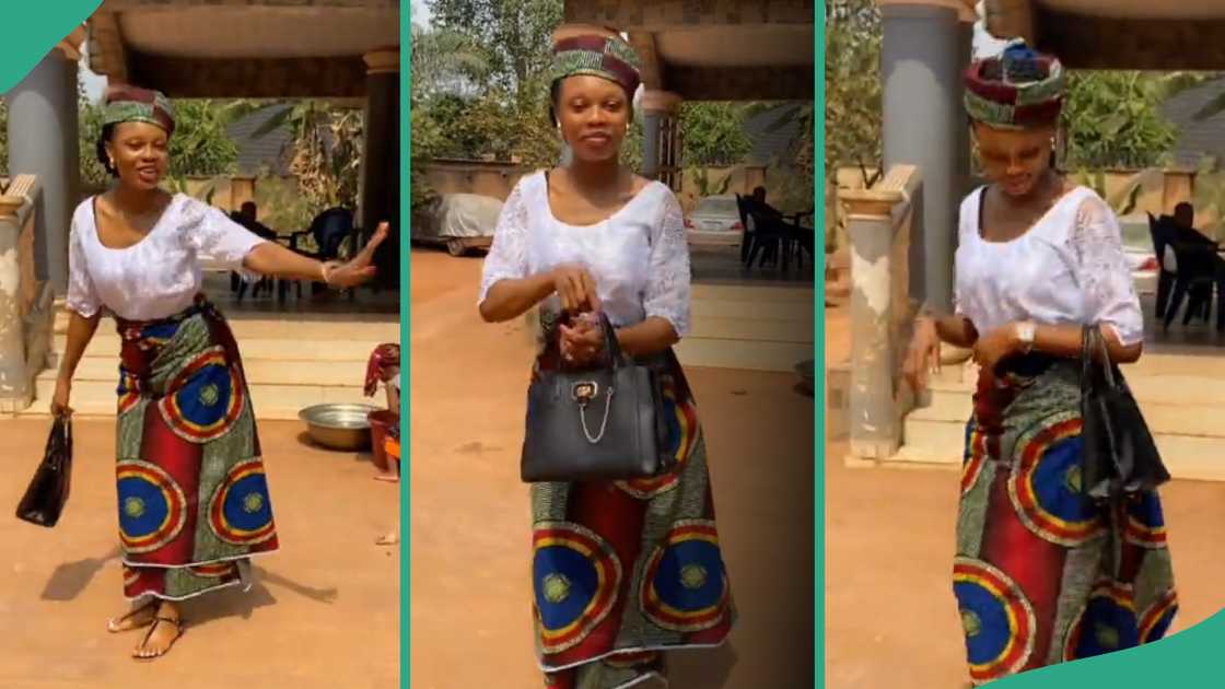 Lady wears her mother-in-law's clothes. Lady wears her mother-in-law's clothes.