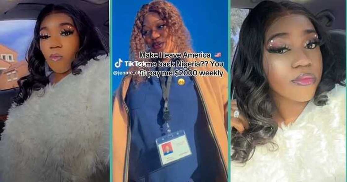 Nigerian lady earning $2000 weekly in America vows not to return