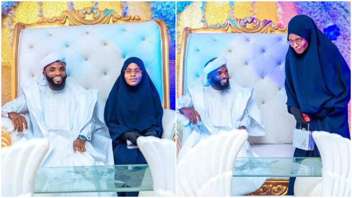 Muslim couple sitting beside each other. Muslim couple sitting beside each other.