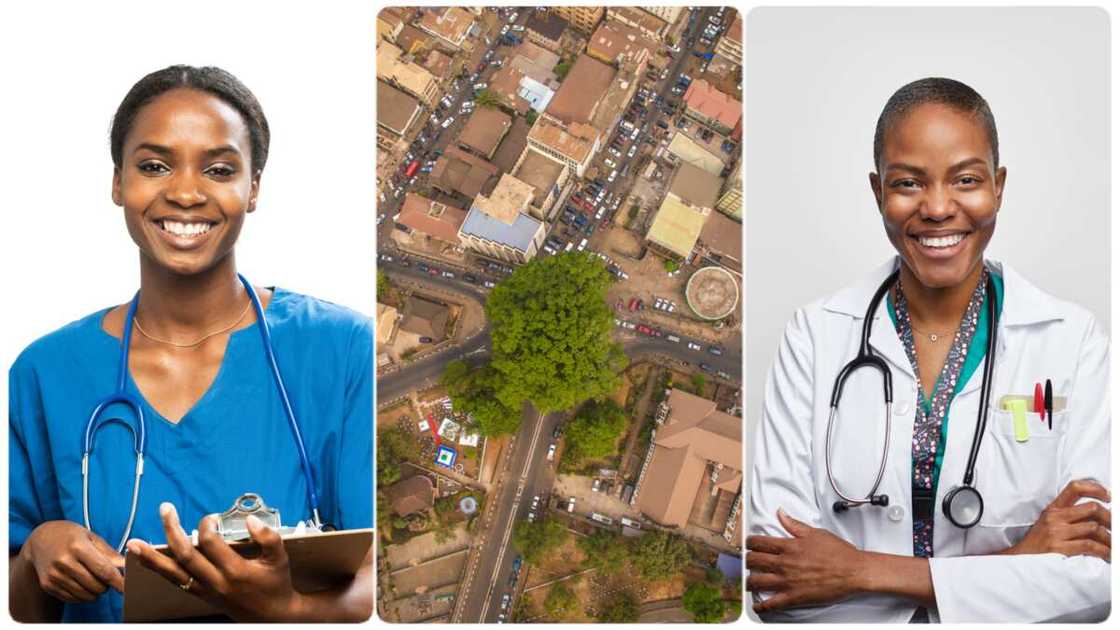 Photo of Nigeria doctors and aerial view of Gambia Photo of Nigeria doctors and aerial view of Gambia